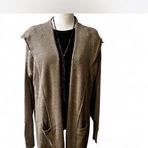 Splendid Open Cardigan with Hoodie and pockets Oatmeal Color perfect grab and go